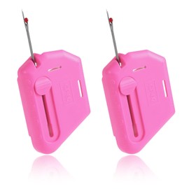 BOXOB 2 x 2-in-1 Adjustable Magnetic Seam Guide, Polygonal Shaped Seam Ripper with Integrated Retractable Seam Ripper, Universal Sewing Machine Accessories (Pink)