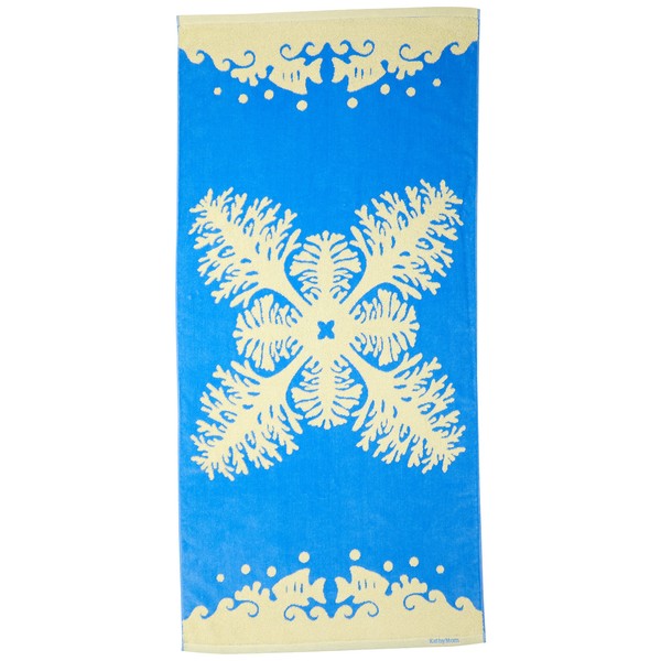 [Cassimum Island Style] Bath Towel, Face Towel, Hawaiian Quilt Pattern Ruana Series 86101288 Women's Moana Blue Approx. 23.6 x 47.2 inches (60 x 120 cm), moana blue