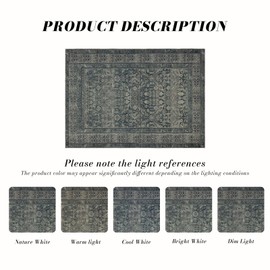 Domitapis Area Rug 9×12, Large Vintage Boho Rug,Ultra-Soft Low Pile, Washable, Non Slip,Stain Resistant, Printed Carpet for Living Room Bedrooms Playroom Office Kitchen,Moss/Green