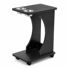 Sintuff Portable Poker Table Drink Carts with Casters and Built-in Shelving Poker Side Tables Drink Food and Snack Carts(Black)