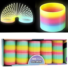 Plastic Coil Spring, Glow-In-The-Dark Magic Rainbow Slingy, Party Favor, Birthday Bag Filler, Stocking Stuffers, 3" (80MM) (10-Pack)