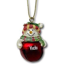 Ganz Vicki Jingle Bell Snowman Christmas Ornament