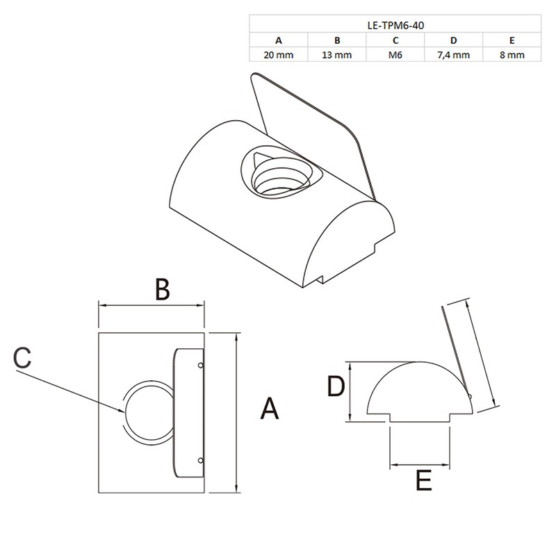 Slot Nut with Spring Plate M6 Slot 8 for Aluminium