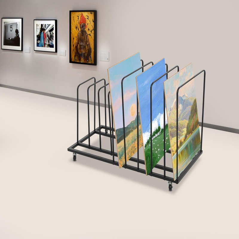 Sallurmose Art Storage Rack with Wheels,9-Section Art Drying Rack Metal