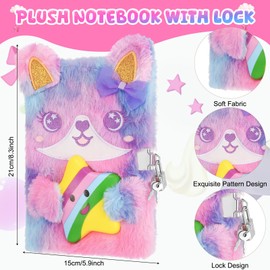 Candcamp Secret Diary for Girls with Lock and Keys,Kids Journal School Travel Notebook Gift Set for Writing and Drawing,Multicolored Pen,Stickers,Birthday Gift for Girls Purple Cat