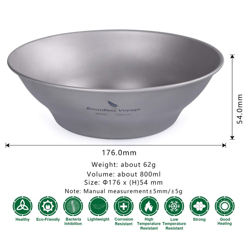 Boundless Voyage Ultralight Titanium Dish with Carry Bag Outdoor Camping