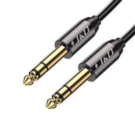 J&D 6.35mm to 6.35mm Cable, Gold Plated Heavy Duty Copper Shell 6.35mm (1/4 Inch) Male TRS to 6.35mm (1/4 Inch) Male TRS Stereo Audio Adapter Cable, 4.5 Meter