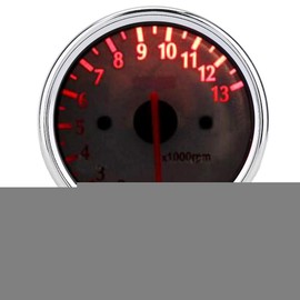 DC 12V Motorcycle Tachometer LED Display Electronic Gauge 13000rpm Shockproof Aluminum Housing High Sensitivity OEM Replacement Compatible with Most 12V Motorcycles