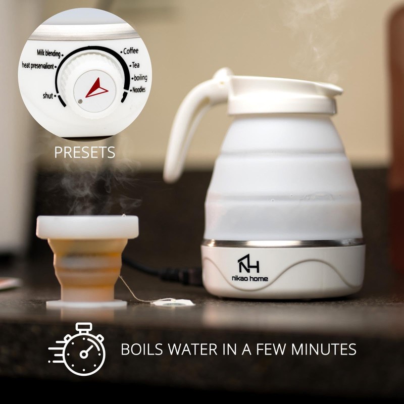 Nikao Home Foldable Electric Kettle Plus Milk Frother and Foldable