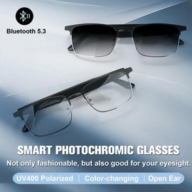 Wireless Bluetooth Men Women Polarized Sunglasses with Sun Protection Smart Polarised Hiking Driving Fishing Golf Sunglasses with Microphone Photochromic Sun Glasses with Bluetooth Speaker for Work