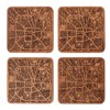 Houston Map Coaster, Set of 4, Sapele Wooden Coaster with