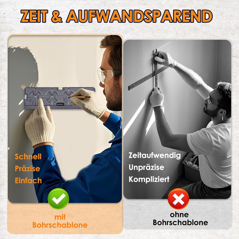 WEGLUST Drilling Template with Spirit Level and Ruler - Multifunctional