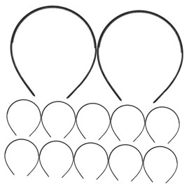 Baluue 12pcs Lightweight Plastic Headbands with Slip Teeth for Women and Semi Finished Thick Headband Kit for DIY Crafting and Party Accessories Classic Black