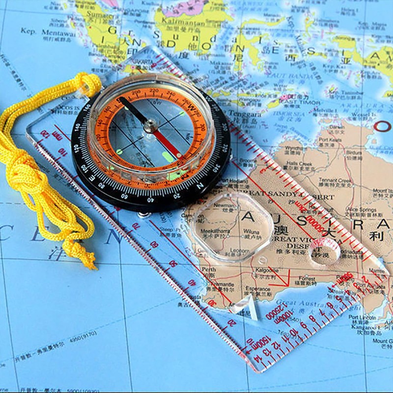 2 PCS Compass Navigation Set Clear Waterproof Orienteering Compass with