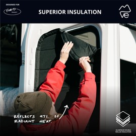 VanEssential Insulated Stealth Blackout Window Covers Designed for Ford Transit High/Medium Roof Rear Door Windows (Pair) - Black