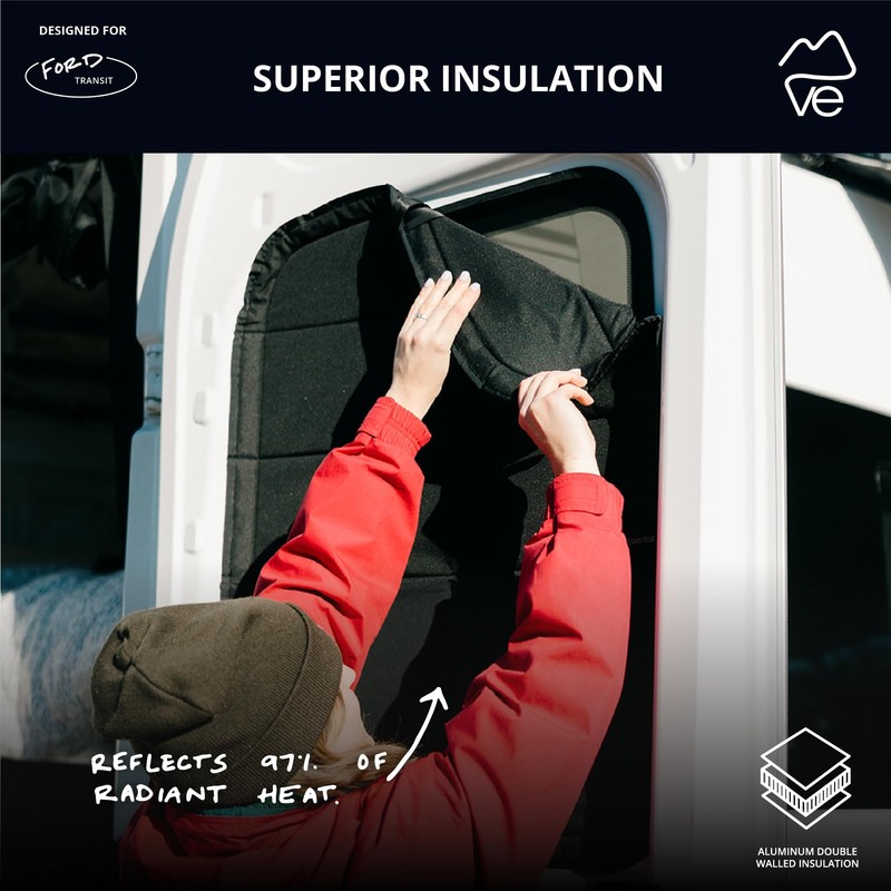 VanEssential Insulated Stealth Blackout Window Covers Designed for Ford Transit