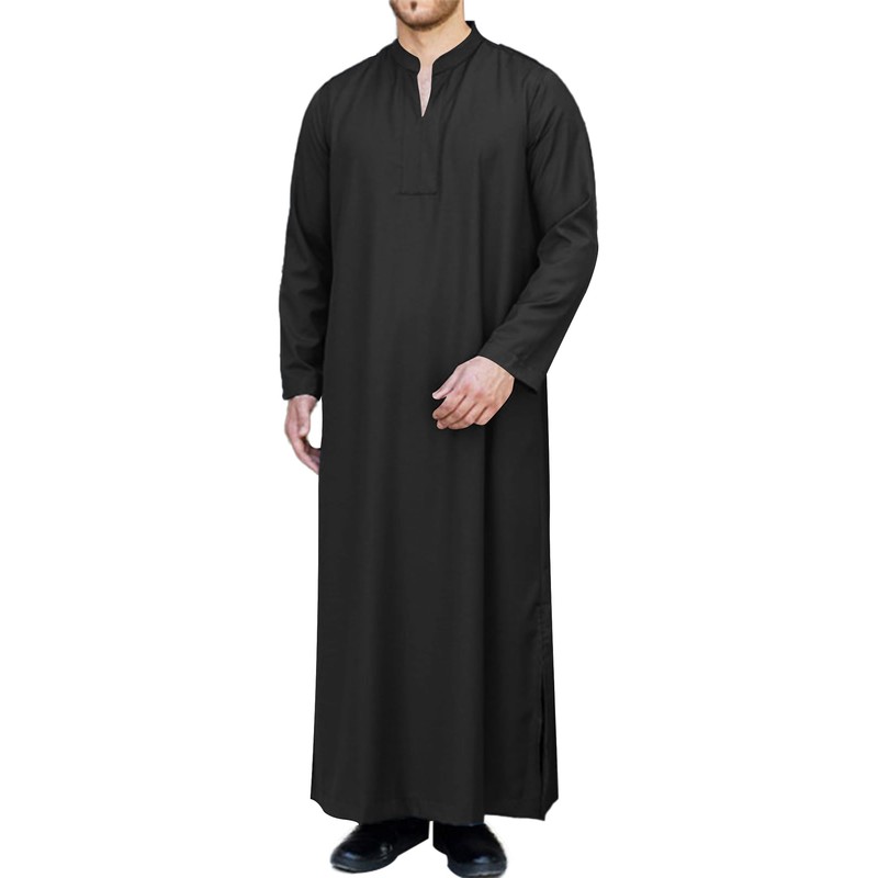 LVCBL Men's Kaftan Long Sleeve Kaftan Men's Long Thobe Men's