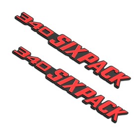 2PCS Side Emblems 3D Decal Sticker Nameplate Replacement for 340 SIX Pack Muscle Car Badges Multicolor (Red)