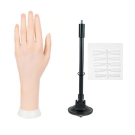 Realistic Practice Hand Flexible Bendable Nail Practice Hand With Holder，NINGDAN Hand Nail Art Training Tools Necklace Bracelet Ring Stand for Showing Photography Props Nail Tech (1pcs Left+bracket)