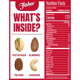 Fisher Oven Roasted Never Fried Deluxe Mixed Nuts, 24 Ounces (Pack of 1), Almonds, Cashews, Pecans, Pistachios, Healthy Snacks for Adults, Made With Sea Salt, No Added Oil, Trail Mix, Gluten Free​