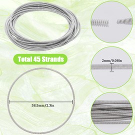 SUNNYCLUE 1 Box 45Pcs Spring Wire Bracelet Guitar String Bracelets Bulk Silver Steel Screw Openable Summer Stackable 2-1/4 Inch Loop Memory Wires for Jewellery Making Bracelets Supplies DIY Women