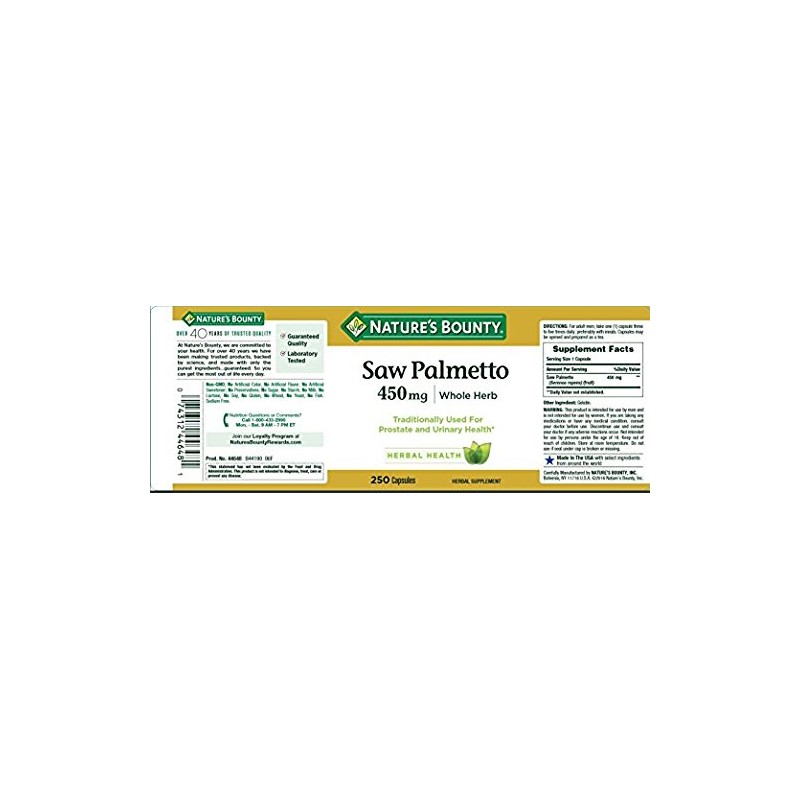Nature's Bounty Nature's Bounty Saw Palmetto 450 mg Capsules 250