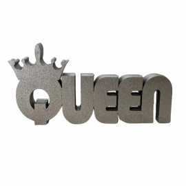 Handmade Queen with Tiara Free Standing Word Sign | 7" x 3" Handmade Wooden Shelf Décor