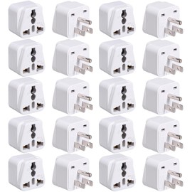 Tellegloww 20 Pack Universal Travel Adapter Europe/UK/European/India to Us Plug Adapter EU Electrical Adapters, Converter Plug Europe Australia UK Italy to American
