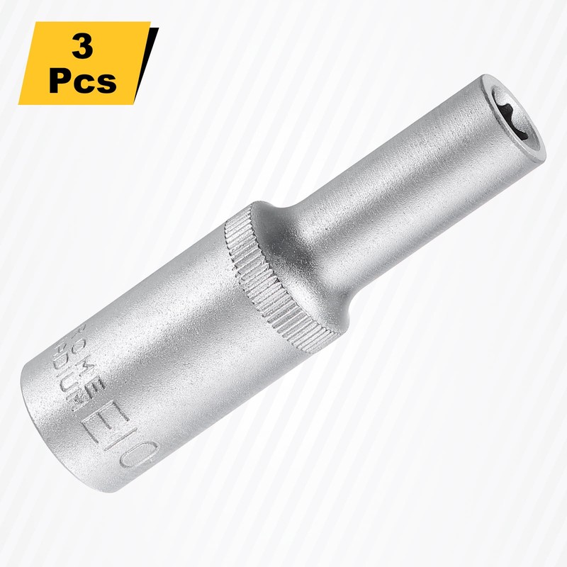 sourcing map 3pcs E-Torx Socket 1/2" Drive E10 External Torx