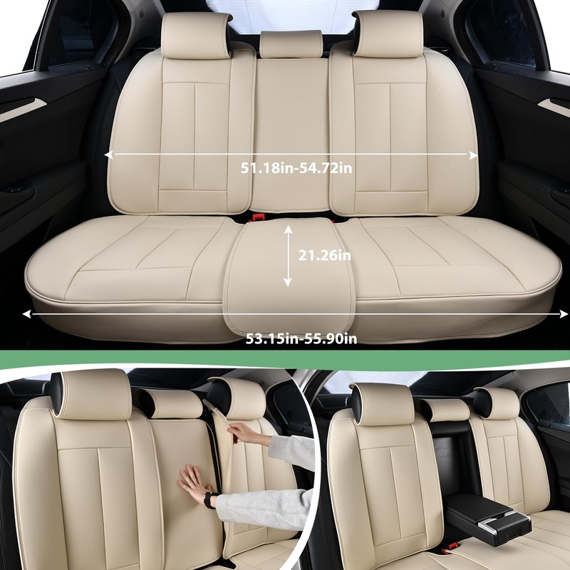Leather Car Seat Cover for Front Pair, Anti-slip Universal Light