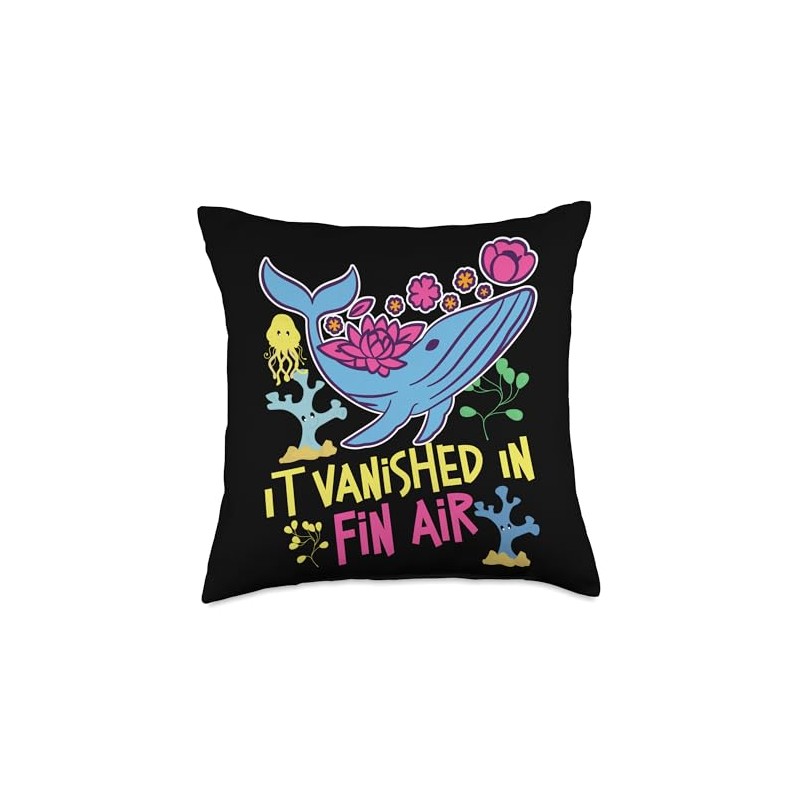 Whale: It Vanished In Fin Air Throw Pillow