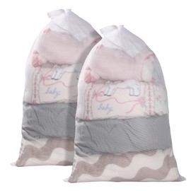 WD&CD Large Laundry Bag for Washing Machine, Pack of 2 Laundry Net Large with Cord Stopper, XXL Laundry Bag for Blankets, Backpack, Long Skirts, for Apartment, Dorm, etc., 60 x 90 cm, White