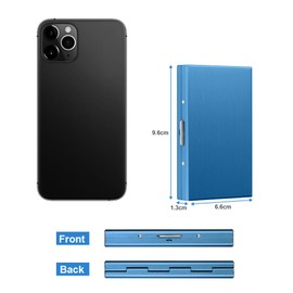 Vicloon Metal Card Holder Wallet, Ultra Thin Stainless Steel Metal Wallets RFID Blocking Credit Card Wallet Holder for Men & Women,Best Card Protector with 6 PVC Slots - Blue