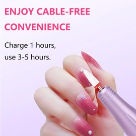 Electric Nail Drill, Professional Portable Drill Nail, 7 in 1 Acrylic Nail Drill Kit, USB Power Supply for Acrylic, Gel, Dip Powder, Manicure, Pedicure, Polishing Shape Pink