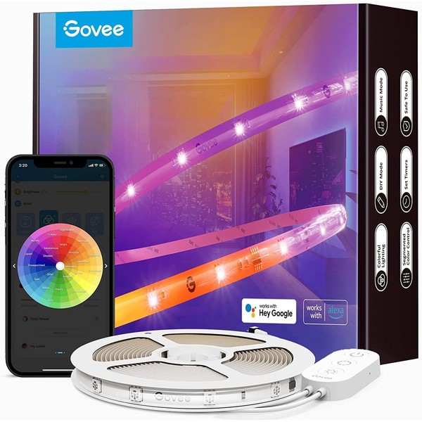 Govee RGBIC Alexa LED Strip Light, 5m Smart WiFi App Control, Alexa and Google Assistant Compatible, Music Sync LED Lights for Bedroom, Living Room