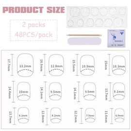 JRYGAC Pack of 48 Press on Nails, Glue-On Nails, Short, Glossy Artificial Nails, Fake Nails, False Nails, Fingernails for Gluing, Press on Nails Short, Beautiful Fingernails, Artificial Nails for