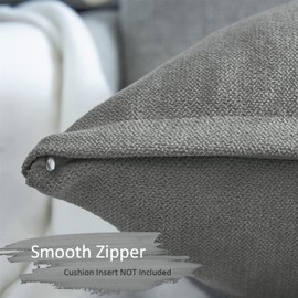 Topfinel Cushion Cover 60 x 60 cm, Grey, Set of 2 Decorative Living Room Fluffy Chenille Cushion Covers, Cuddly Decorative Sofa Cushion Cover, for Bed, Garden, Balcony Outdoor, Kid’s Room