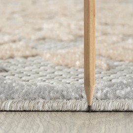 Omalley Modern Floral Beige 8 Foot Round Indoor Outdoor Rug - Outdoor Rugs for Patios, Deck, Porch, Outside Area Rug for Garden