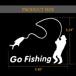 Mearo Car Stickers, Car Decals, Go Fishing Sticker for Cars, Bumper Stickers with Fishing Man Pattern, Funny Stickers Car Exterior Accessories Universal for Most Vehicle Decoration (White)