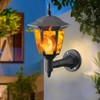 Dynaming 2 Pack Solar Flame Wall Lanterns Outdoor, Solar Powered