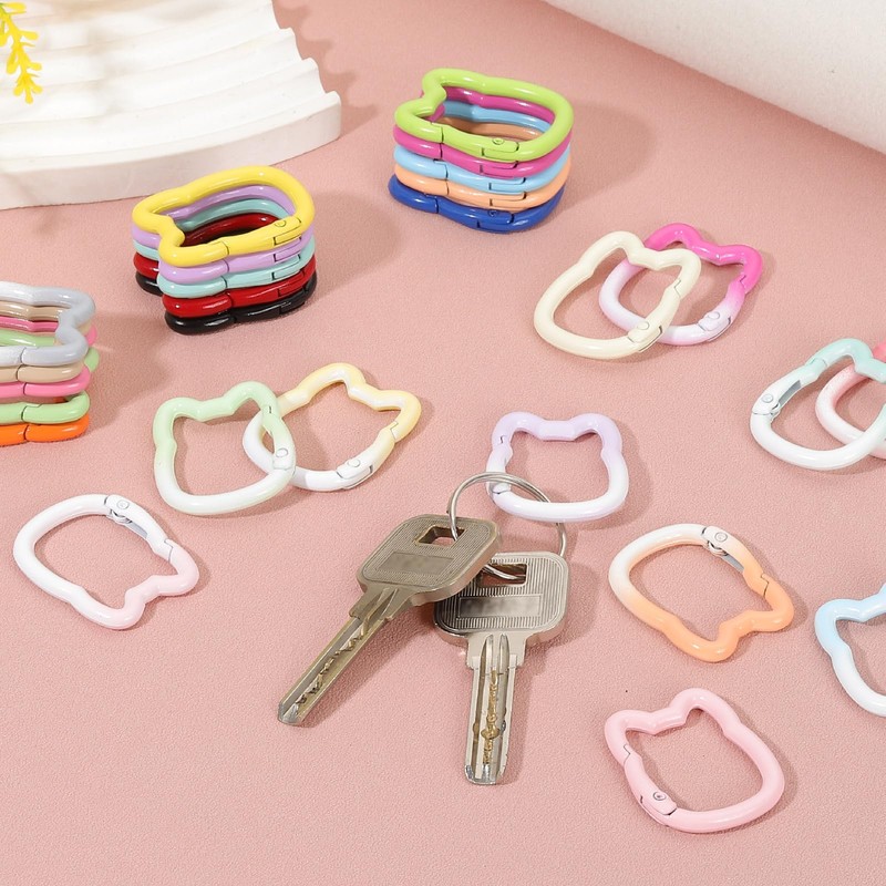 PATIKIL 8pcs Cute Cat Shape Spring Snap Hook Keychain Clip