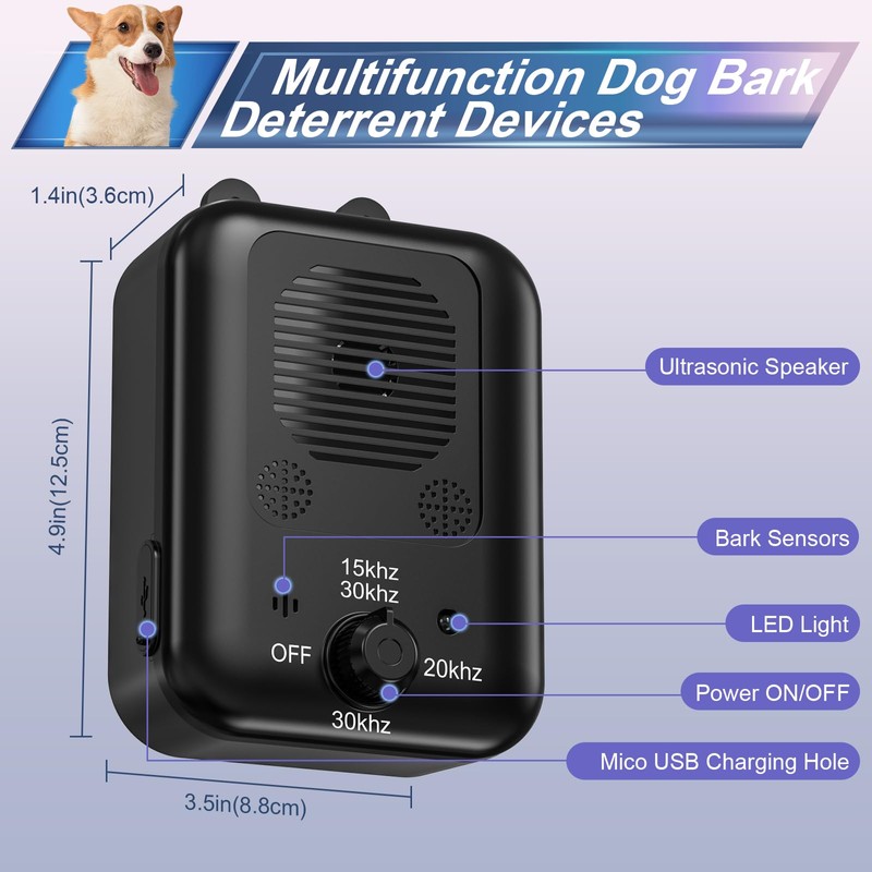 ewrazi Anti Barking Device, Rechargeable Dog Barking Control Devices Sonic