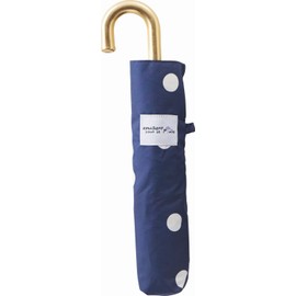 Miyajima 12640 Folding Umbrella, 21.7 inches (55 cm), Windproof Ribs, Dots, Navy, Hand Open, UV Protection Coating