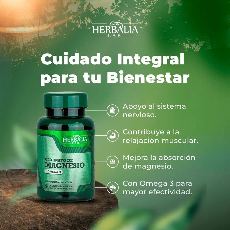 Herbalia Lab - Glicinato De Magnesio 400mg + Omega 3