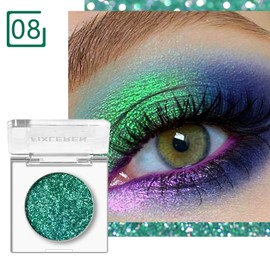 Fixleren Glitter Chameleon Eyeshadow Makeup Palette, Highlighting Eyeshadow, Metallic Changing Long-Lasting Holographic Glitter Multichrome Eyeshadow, Stage/Party Makeup (Green)
