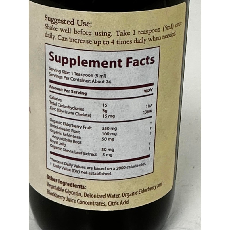 BeeAlive Defense Formula with Chelated Zinc, Echinacea, Umckaobo, Elderberry, and