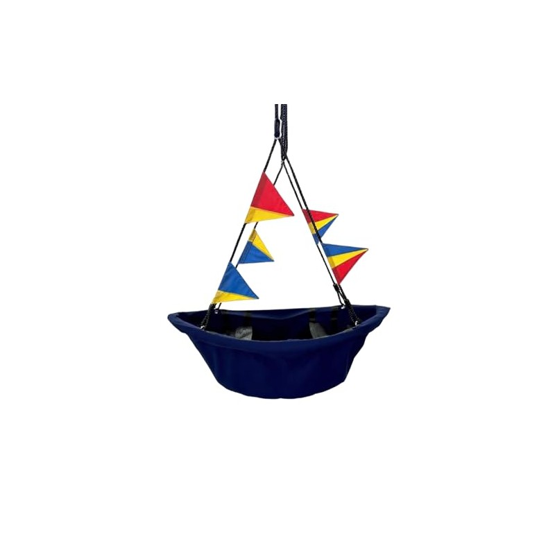 JUNGLE WELL RPET Boat-Shaped Canoe Swing for Children, Eco-Friendly Fabric,