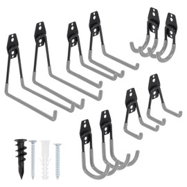 uxcell 10 Pack Garage Hooks, Heavy Duty Slat Wall Hooks, Garage Storage Hangers Shed Organizer for Garden, Lawn, Yard Tools, Chairs, Ladders, Grey