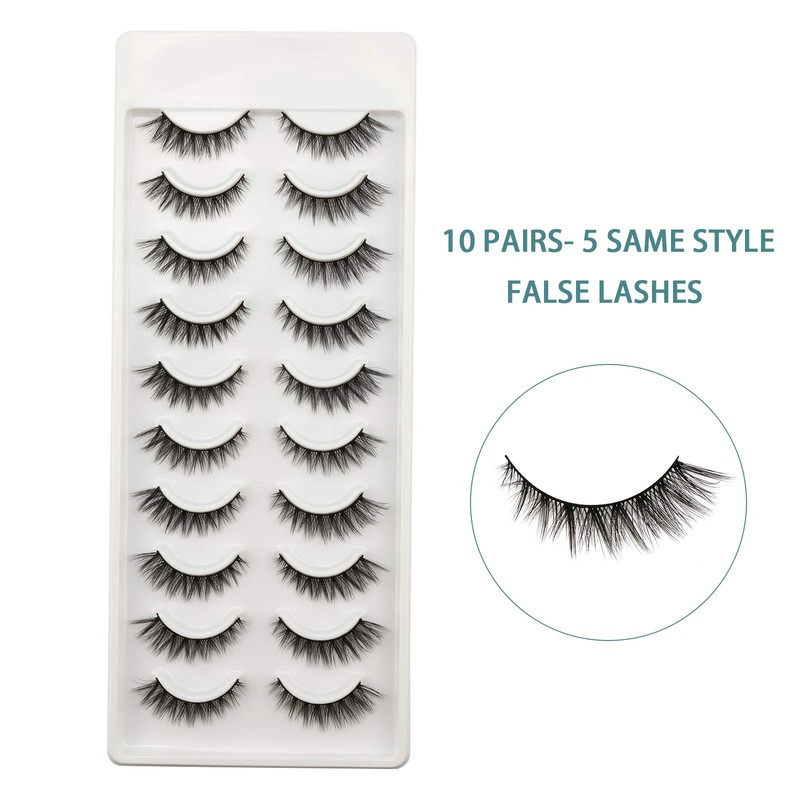 OBEYA False Eyelashes, Natural 3D Eyelashes, 10 Pairs, Multipack, Handmade,