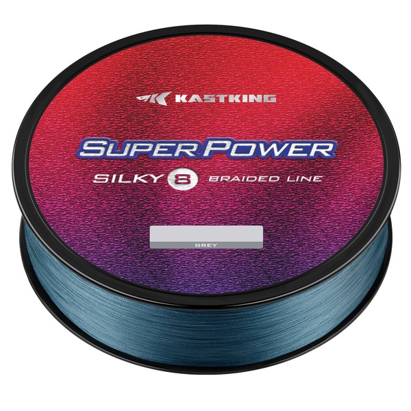 KastKing Superpower Silky8 Braided Fishing Line, Gray, 8 Strands, 8